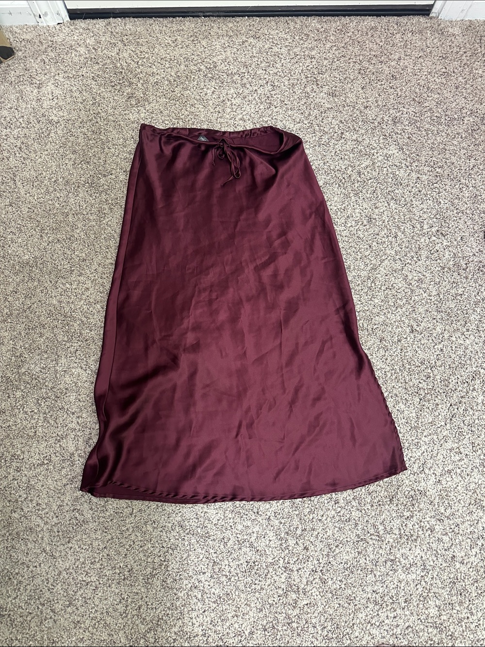 Burgundy Satin Maxi Skirt